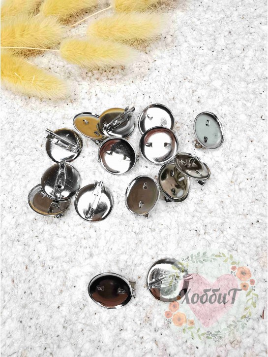 Заготовка для брошек с гнездом 2см. (серебро)